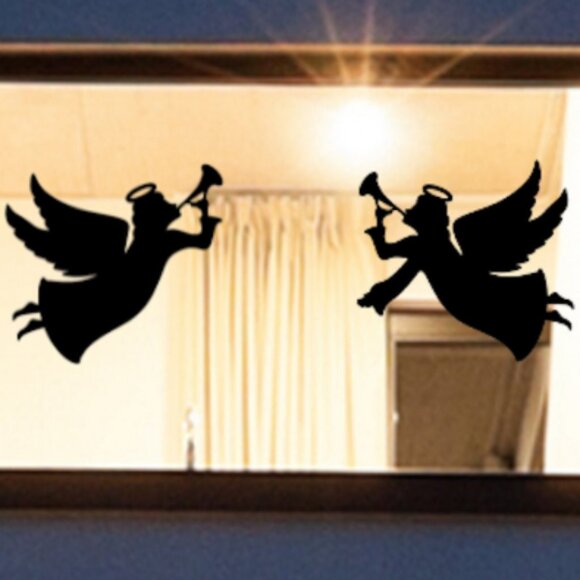 Christmas Angel Window Cling Decal silhouette Set:Reusable+ Durable - Picture 1 of 5